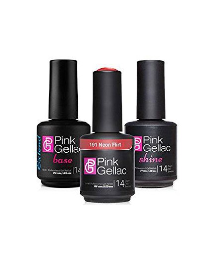 Pack: Base Extend + 191 Neon Flirt (rojo) + Brillo Shine de Pink Gellac Pack: Base Extend + 191 Neon Flirt (rojo) + Brillo Shine de Pink Gellac