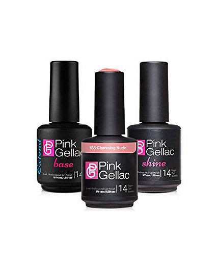 Pack: Base Extend + 188 Charming Nude rosa + Brillo Shine de Pink Gellac Pack: Base Extend + 188 Charming Nude rosa + Brillo Shine de Pink Gellac