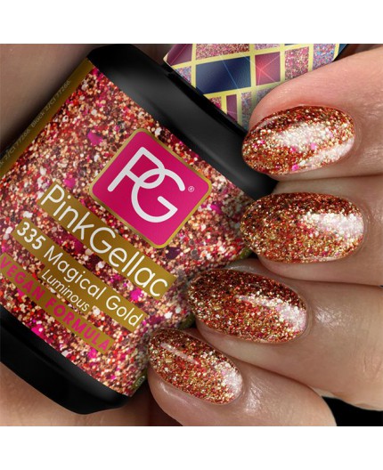 Pink Gellac 335 Magical Gold Oro Color Esmalte Gel Permanente