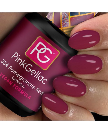 Pink Gellac 334 Pomegranate Red Color Esmalte Gel Permanente