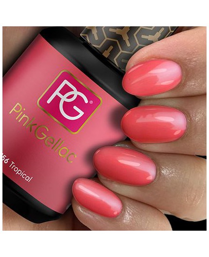 El esmalte de gel 156 Tropical de Pink Gellac es un color que dará un toque alegre como complemento a tu look.
