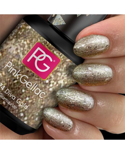 Pink Gellac 174 Diva Gold Color Gel Esmalte Permanente Pink Gellac 174 Diva Gold Color Gel Esmalte Permanente