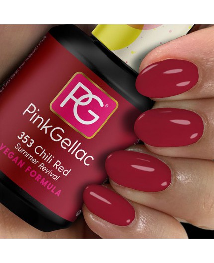 Pink Gellac 353 Chili Red Rojo Color Esmalte Gel Permanente