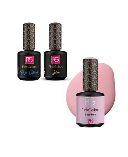 Pack: Base Extend + 122 Baby Pink + Top Coat Brillo Shine
