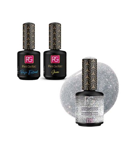 Pack: Base Extend + Plateado 129 Fabulous Silver + Top Coat Brillo Shine Pack: Base Extend + Plateado 129 Fabulous Silver + Top Coat Brillo Shine