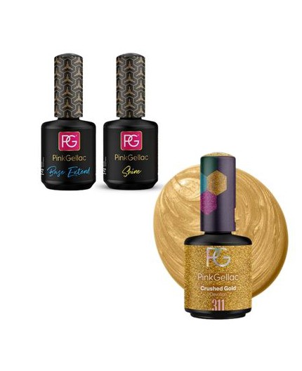 Pack: Base Extend + 311 Crushed Gold Dorado + Top Coat Acabado Brillo Shine Pack: Base Extend + 311 Crushed Gold Dorado + Top Coat Acabado Brillo Shine