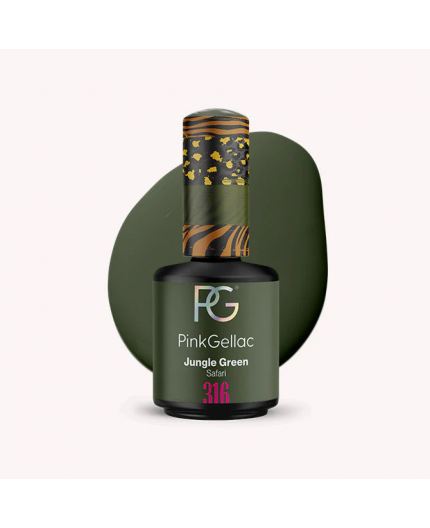 Pink Gellac 316 Jungle Green Verde Color Esmalte Gel Permanente Pink Gellac 316 Jungle Green Verde Color Esmalte Gel Permanente