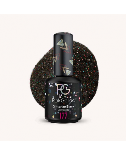 Pink Gellac 177 Glitterize Black Negro Color Esmalte Gel Permanente Pink Gellac 177 Glitterize Black Negro Color Esmalte Gel Permanente