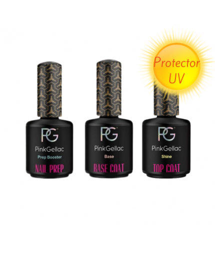 Pack Básicos: Primer + Base + Top Shine de Pink Gellac Pack Básicos: Primer + Base + Top Shine de Pink Gellac