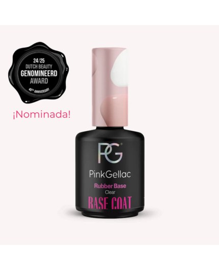 Pink Gellac Rubber Base transparente – sin TPO, autonivelante, sin primer, fácil de retirar