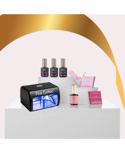 COMPACT SET - Pink Gellac Lámpara y complementos para manicura en gel.