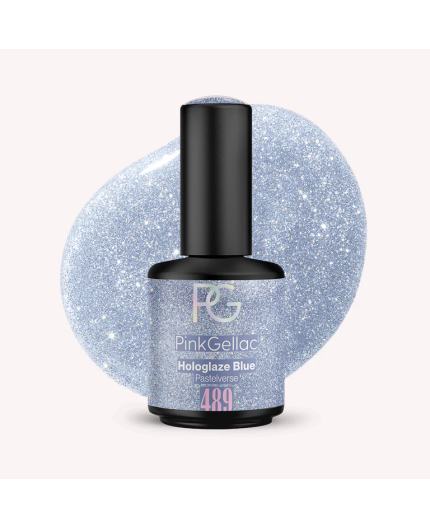 Pink Gellac 489 Hologlaze Blue Color Esmalte Gel Permanente