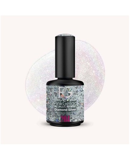 Pink Gellac 204 Diamond Silver Plata Color Esmalte Gel Permanente