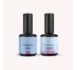 Crea el popular look de glazed donut nails con 498 Ice Blue y Effect Coat Moonlit Blue